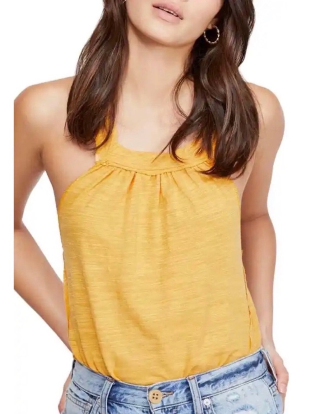 Free People Yellow Tank Top